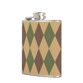 Preppy Argyle Khaki Army Green Brown Personalized フラスク (左)