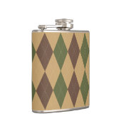Preppy Argyle Khaki Army Green Brown Personalized フラスク (右)