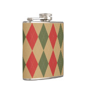 Preppy Argyle Khaki Army Green Red Personalized フラスク (右)