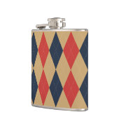 Preppy Argyle Khaki Navy Red Personalized フラスク (左)