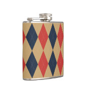 Preppy Argyle Khaki Navy Red Personalized フラスク (右)