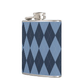 Preppy Argyle Navy & Blue Personalized Groomsmen フラスク (左)
