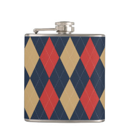 Preppy Argyle Navy Khaki khaki Personalized フラスク