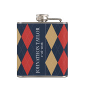 Preppy Argyle Navy Khaki khaki Personalized フラスク (裏面)