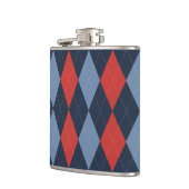Preppy Argyle Navy Red Smoke Blue Personalized フラスク (左)