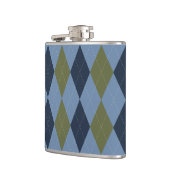Preppy Argyle Smoke Blue Green Navy Personalized  フラスク (左)