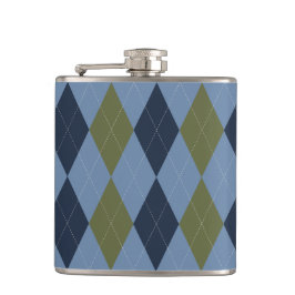 Preppy Argyle Smoke Blue Green Navy Personalized  フラスク