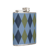 Preppy Argyle Smoke Blue Green Navy Personalized  フラスク (右)