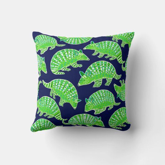 Preppy Armadillos Navy Blue Green  クッション (裏面)