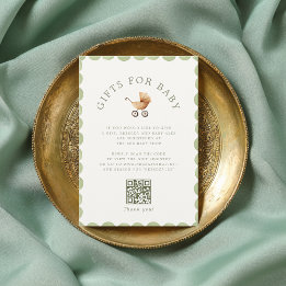 Preppy Baby Carriage Grandmillennial Baby Shower エンクロージャーカード