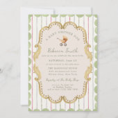 Preppy Baby Carriage Grandmillennial Baby Shower 招待状 (正面)