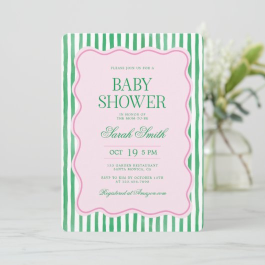 Preppy Baby Shower Invitation 招待状 (スタンド正面)