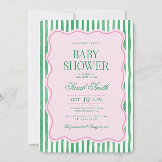 Preppy Baby Shower Invitation 招待状 (正面)