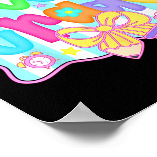 Preppy Back To School 2nd Grade Coquette Bow Girls ポスター (角)