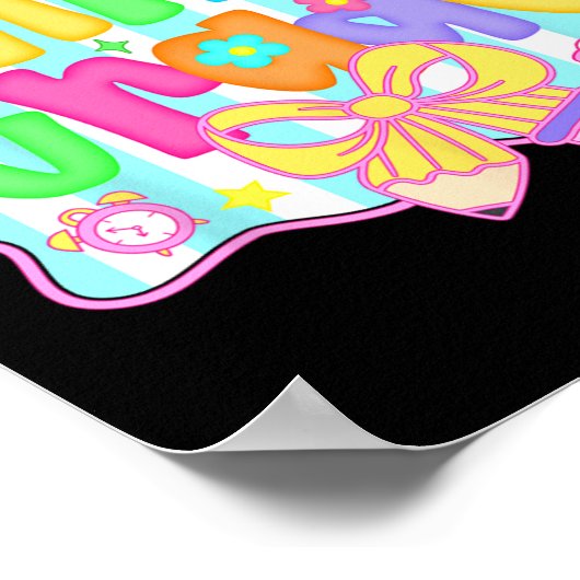 Preppy Back To School 3rd Grade Coquette Bow Girls ポスター (角)