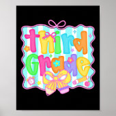 Preppy Back To School 3rd Grade Coquette Bow Girls ポスター (正面)