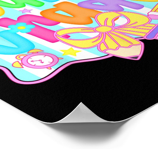 Preppy Back To School 4th Grade Coquette Bow Girls ポスター (角)