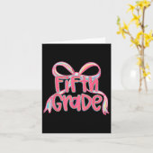 Preppy Back To School 5th Grade Pink Coquette Bow  カード (黄色い花)