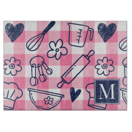 Preppy Baking Pink Gingham  カッティングボード