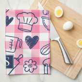 Preppy Baking Pink Gingham  キッチンタオル (四つ折り)