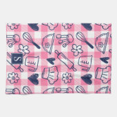 Preppy Baking Pink Gingham  キッチンタオル (横)