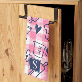 Preppy Baking Pink Gingham  キッチンタオル