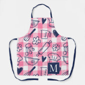 Preppy Baking Pink Gingham Recipe エプロン (正面)