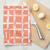 Preppy Bamboo – Coral Coastal Monogram キッチンタオル (四つ折り)