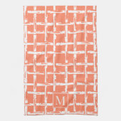 Preppy Bamboo – Coral Coastal Monogram キッチンタオル (縦)