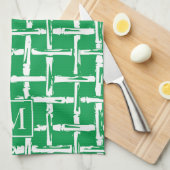 Preppy Bamboo – Green Coastal Monogram キッチンタオル (四つ折り)