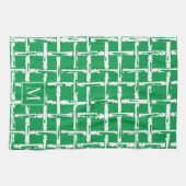 Preppy Bamboo – Green Coastal Monogram キッチンタオル (横)