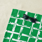 Preppy Bamboo – Green Coastal Monogram  ビーチタオル (インサイチュ)