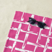 Preppy Bamboo – Hot Pink Coastal Monogram  ビーチタオル (インサイチュ)