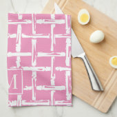 Preppy Bamboo – Pink Coastal Monogram キッチンタオル (四つ折り)