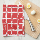 Preppy Bamboo – Red Coastal Monogram キッチンタオル (四つ折り)