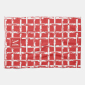 Preppy Bamboo – Red Coastal Monogram キッチンタオル (横)
