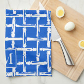 Preppy Bamboo – Royal Blue Coastal Monogram キッチンタオル (四つ折り)