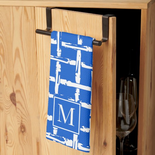 Preppy Bamboo – Royal Blue Coastal Monogram キッチンタオル (三つ折り)