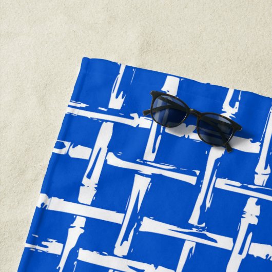 Preppy Bamboo – Royal Blue Coastal Monogram  ビーチタオル (インサイチュ)