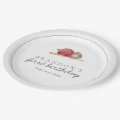 Preppy Baseball First Birthday Elegant Party ペーパープレート (アングル)