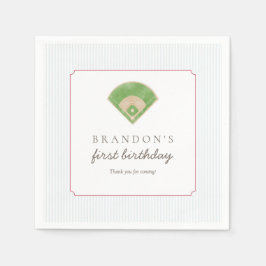 Preppy Baseball First Birthday Rookie One Party スタンダードカクテルナプキン