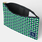 Preppy Basket Weave – Navy & Green Monogram アクセサリーポーチ (見開き)