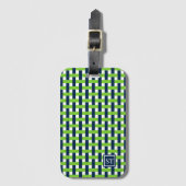 Preppy Basket Weave – Navy & Green Monogram ラゲッジタグ (正面縦)