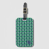 Preppy Basket Weave – Navy & Green Monogram ラゲッジタグ (正面縦)