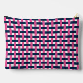Preppy Basket Weave – Navy & Hot Pink Monogram アクセサリーポーチ (裏面)