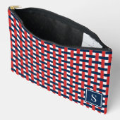 Preppy Basket Weave – Navy & Red Monogram アクセサリーポーチ (見開き)