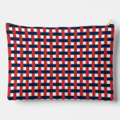 Preppy Basket Weave – Navy & Red Monogram アクセサリーポーチ (裏面)