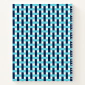 Preppy Basket Weave – Navy & Turquoise Monogram ノートブック (裏面)