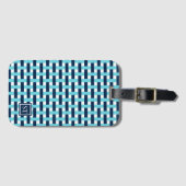 Preppy Basket Weave – Navy & Turquoise Monogram ラゲッジタグ (正面横)