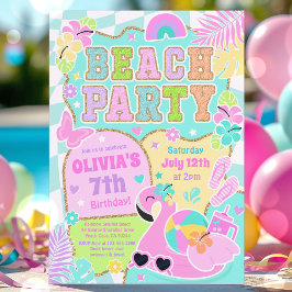 Preppy Beach Birthday Party On The Beach Summer 招待状